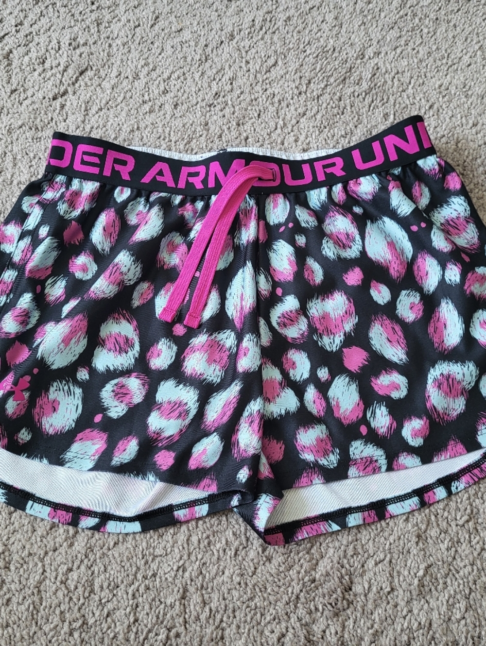 Under Armour Pink & Aqua Leopard Performance Shorts